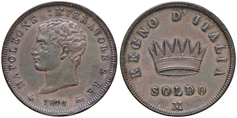 MILANO Napoleone I Re d'Italia (1805-1814) Soldo 1811 - Gig. 213 (g 10,16) CU
q...