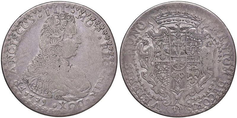 MODENA Francesco III d'Este (1737-1780) Scudo 1739 - MIR 842 (g 28,28) AG R
MB/...