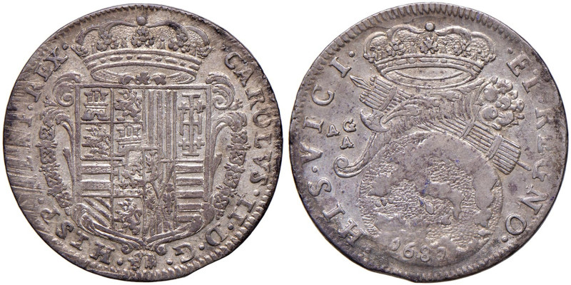 NAPOLI Carlo II d'Asburgo (1674-1700) Tarì da 20 Grana 1687 - Magl. 19 (g 5,59) ...