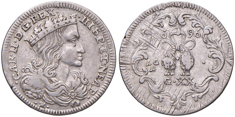 NAPOLI Carlo II (1674-1700) Tarì da 20 grana 1696 - Magliocca 27 (g 28,13) AG
B...