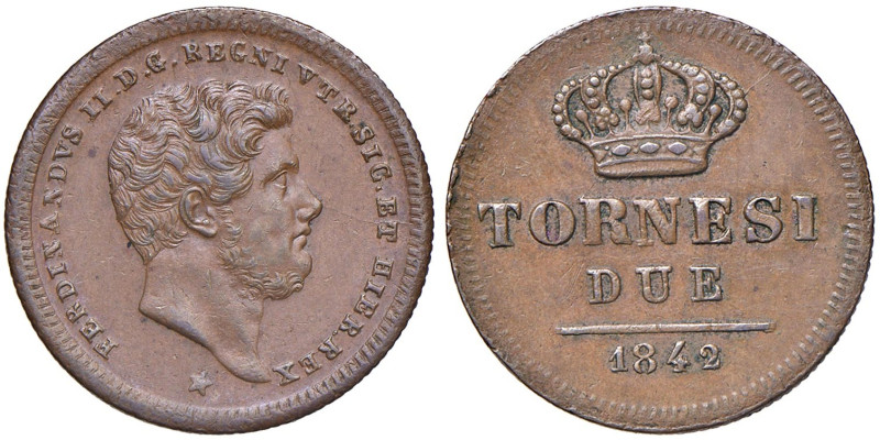 NAPOLI Ferdinando II di Borbone (1830-1859) 2 Tornesi 1842 - Nomisma 1204 CU (g ...