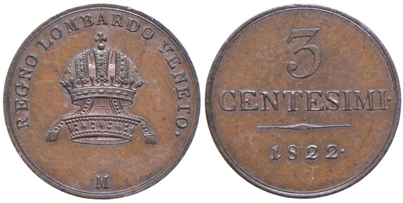 VENEZIA Francesco I d'Asburgo Lorena (1815-1835) 3 Centesimi 1822 V - Gig. 94 CU...