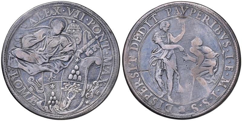 Alessandro VII (1655-1667) Piastra San Pietro nimbato - Munt. 7 (g 31,28) AG
MB