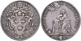 Innocenzo XII (1691-1700) Mezza Piastra An. VII senza data - Munt. 32 (g 15,16) AG R Tracce di limatura sul contorno
qBB/BB