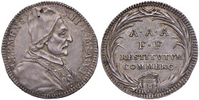 Clemente XII (1730-1740) Giulio - MIR 2512/6 (g 2,80) AG R Probabile tentativo di foro al D/
qSPL