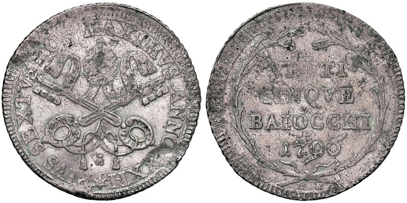 Pio VI (1775-1799) 25 Baiocchi 1796 An. XXII - Munt. 72 (g 9,36) MI
BB