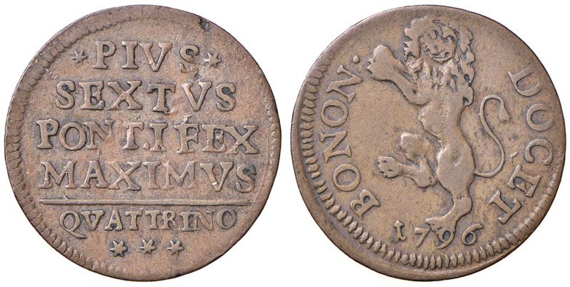 Pio VI (1775-1799) Bologna - Quattrino 1796 - Munt. 300a CU (g 1,99)
BB