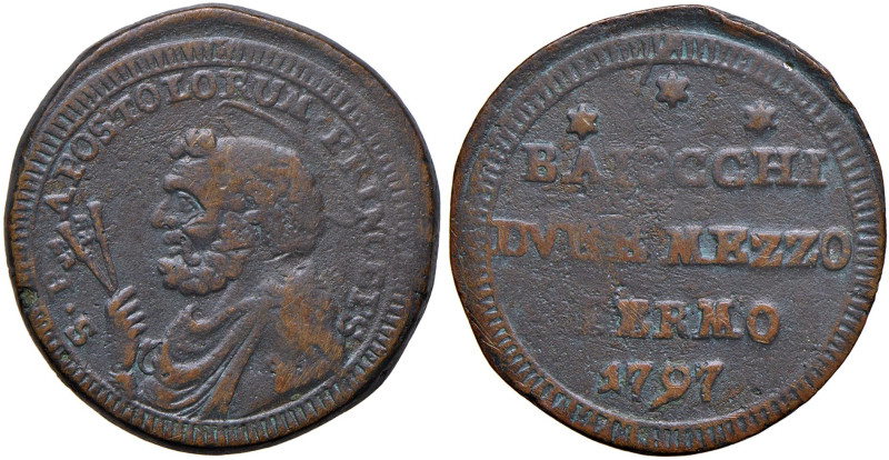 Pio VI (1775-1799) Fermo - Sanpietrino 1797 - Munt. 322a (g 14,60) CU
qBB