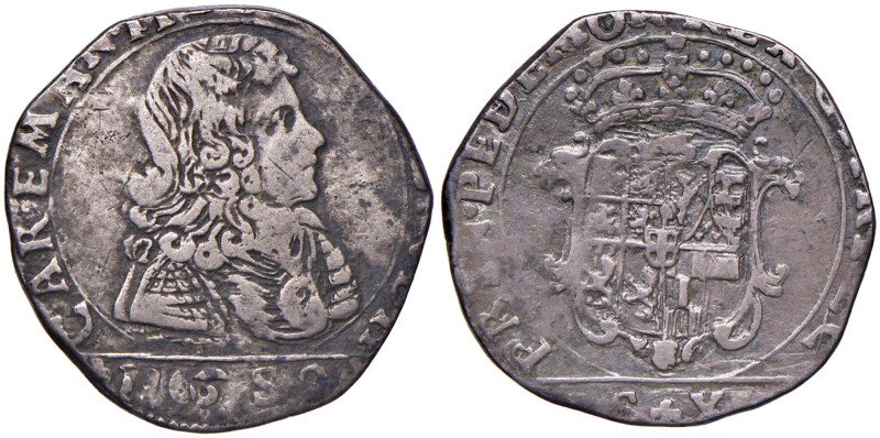 Carlo Emanuele II (1648-1675) Mezza Lira 1652 1° tipo - MIR 817b (g 6,78) AG R
...