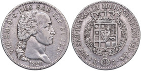 Vittorio Emanuele I (1802-1821) 5 Lire 1820 - MIR 1030 (g 24,79) AG R
M.di BB
