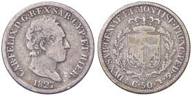 Carlo Felice (1821-1831) 50 Centesimi 1827 T - Nomisma 604 AG
qBB