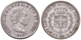 Carlo Felice (1821-1831) 50 Centesimi 1830 T - Nomisma 609 AG RR Perizia Tevere
BB-SPL