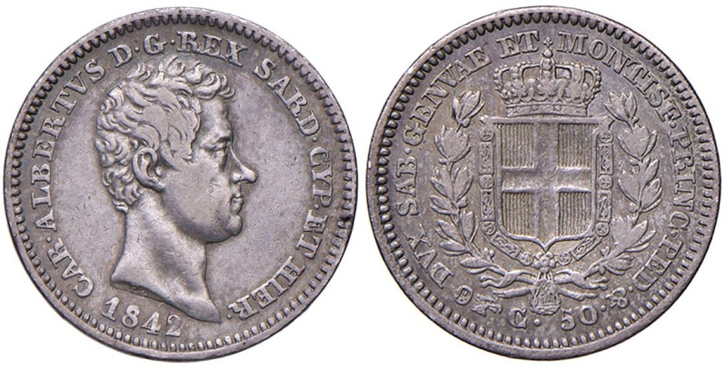 Carlo Alberto (1831-1848) 50 Centesimi 1842 T - Nomisma 732 (g 2,48) AG RRR
BB