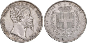 Vittorio Emanuele II (1849-1861) 5 Lire 1851 T - Nomisma 774 (g 24,98) AG RR Pulito
BB/M.di BB