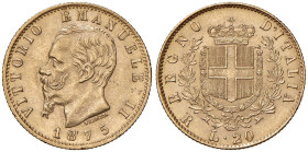 Vittorio Emanuele II (1861-1878) 20 Lire 1875 R - Nomisma 865 (g 6,44) AU R
SPL+