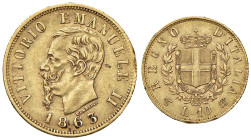 Vittorio Emanuele II (1861-1878) 10 Lire 1863 T - Nomisma 871 AU Colpetto al bordo, modesti depositi
BB