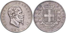 Vittorio Emanuele II (1861-1878) 5 Lire 1861 T - Nomisma 878 AG RR Fondi manipolati e probabile provenienza da montatura
qBB