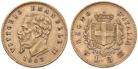 Vittorio Emanuele II (1861-1878) 5 Lire 1863 - Nomisma 875 (g 1,61) AU
SPL