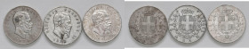 Vittorio Emanuele II (1861-1878) 5 Lire 1875 M, 5 Lire 1876 R, 5 Lire 1877 R - AG Lotto di 3 monete come da foto.
qBB