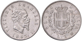 Vittorio Emanuele II (1861-1878) 2 Lire 1863 N Stemma - Nomisma 905 AG
BB+/qSPL