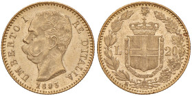 Umberto I (1878-1900) 20 Lire 1893 - Nomisma 990 (g 6,45) AU
SPL-FDC