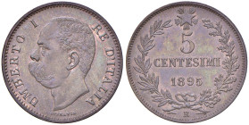 Umberto I (1878-1900) 5 Centesimi 1895 R - Nomisma 1021 (g 5,04) CU R
qFDC