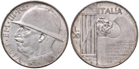 Vittorio Emanuele III (1900-1946) 20 Lire "Elmetto" 1928 - Nomisma 1093 (g 20,13) AG NC
SPL/SPL+