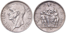 Vittorio Emanuele III (1900-1946) 5 Lire 1937 - Nomisma 1145 AG
qFDC