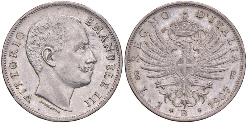 Vittorio Emanuele III (1900-1946) Lira "Aquila Sabauda" 1907 - Nomisma 1197 (g 5...