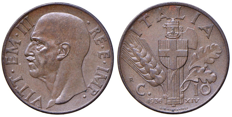 Vittorio Emanuele III (1900-1946) 10 Centesimi "Impero" 1936 - Nomisma 1329 (g 5...