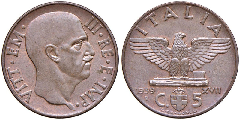 Vittorio Emanuele III (1900-1946) 5 Centesimi "Impero" 1939 XVII - Nomisma 1371 ...