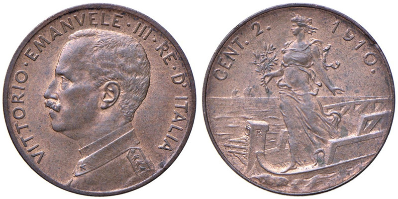 Vittorio Emanuele III (1900-1946) 2 Centesimi "Italia su Prora" 1910 - Nomisma 1...