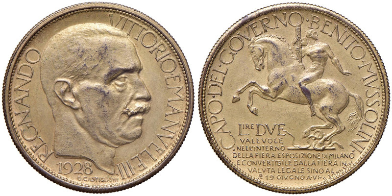 Vittorio Emanuele III (1900-1946) 2 Lire Fiera Esposizione di Milano 1928 - Nomi...