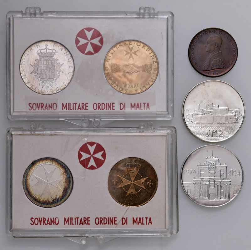 MALTA Angelo de Mojana (1962-1988)Lotto di 7 monete di cui 4 in argento. Due cop...