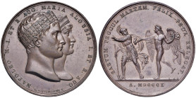 MEDAGLIE NAPOLEONICHE Medaglia 1810 Matrimonio di Napoleone e Maria Luigia - Opus: Manfredini - AE (g 39,21 - Ø 42 mm) Colpo al bordo
qFDC
