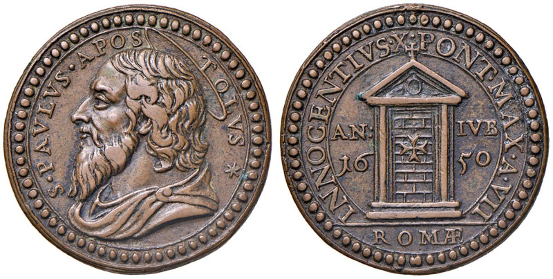 Innocenzo X (1644-1655) Medaglia A. VII 1650 - Opus: Morone - AE (g 7,00 - Ø 23 ...