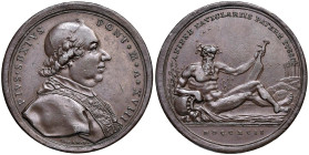 Pio VI (1775-1799) Medaglia 1792 A. XVIII il fiume Aninene reso navigabile da Roma a Tivoli - Opus: G. Hamerani - (g 34,38 - Ø 40 mm) PIOMBO
BB