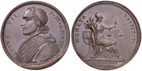 Pio VII (1800-1823) Medaglia 1803 A. IV - Opus: Hamerani - AE (g 22,52 - Ø 38 mm) Escrescenza di metallo al D/
FDC
