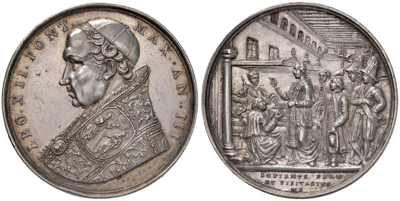 Leone XII (1823-1829) Medaglia A. III - Opus: G. Cerbara (g 33,66 - Ø 42,5 mm) A...