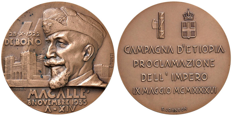 ITALIA Medaglia fascista De Bono Macallè 8 novembre 1935 A. XIV Campagna d'Etiop...