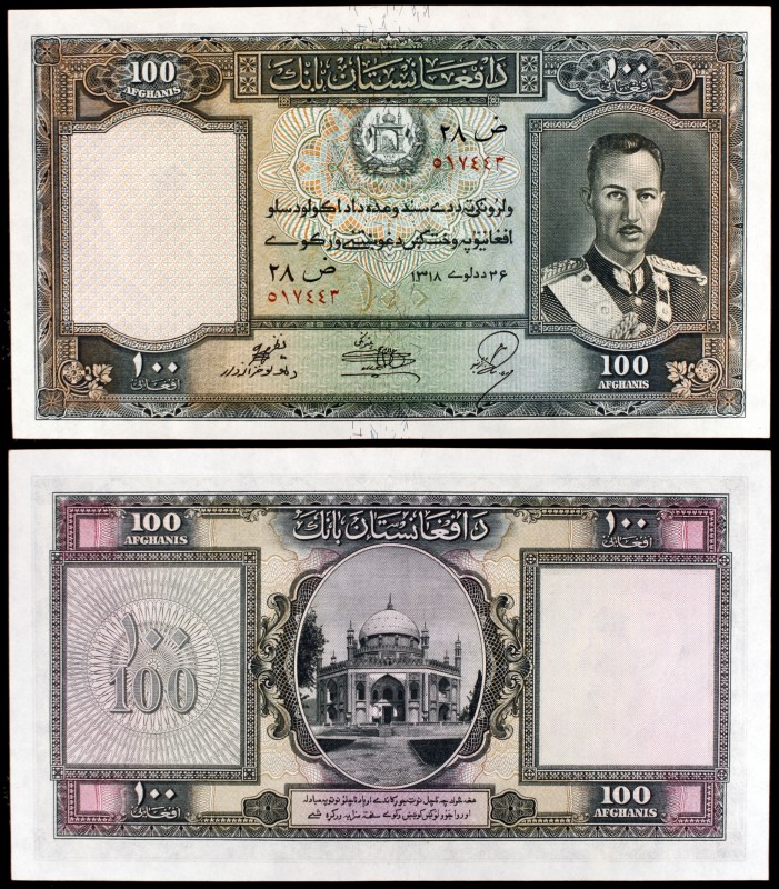 SH 1318 (1939). Afganistán. Banco de Afganistán. 100 afghanis. (Pick 26a). Rey M...