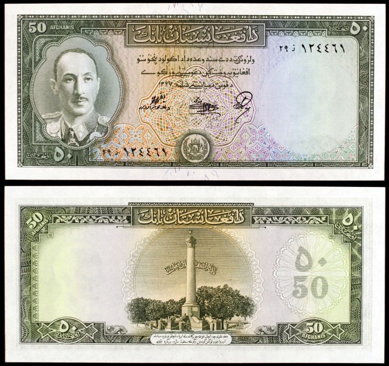 SH 1327 (1948). Afganistán. Banco de Afganistán. 50 afghanis. (Pick 32). Rey Muh...