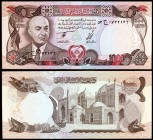 SH 1356 (1977). Afganistán. Banco de Afganistán. 1000 afghanis. (Pick 53). Presidente Muhammad Daud / Mezquita Azul en Mazar-i-Sharif, Santuario Noble...