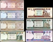 SH 1381 (2002). Afganistán. Banco de Afganistán. 1, 2, 5, 10, 20, 50 y 100 afghanis. (Pick 64a, 65a, 66a, 67a, 68a, 69a y 70a). 7 billetes. S/C-.