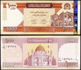 SH 1381 (2002) Afganistán. Banco de Afganistán. 1000 afghanis. (Pick 72a). Mezquita Azul en Mazar-i-Sharif / Mausoleo de Ahmad Shah Durani en Kandahar...