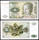 1960. Alemania Occidental. Banco Federal. 5 deutsche mark. (Pick 18a). 2 de enero. S/C.