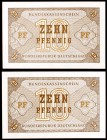 s/d. Alemania Occidental. Fondos Federales. 10 pfennig. (Pick 26). 2 billetes. S/C.