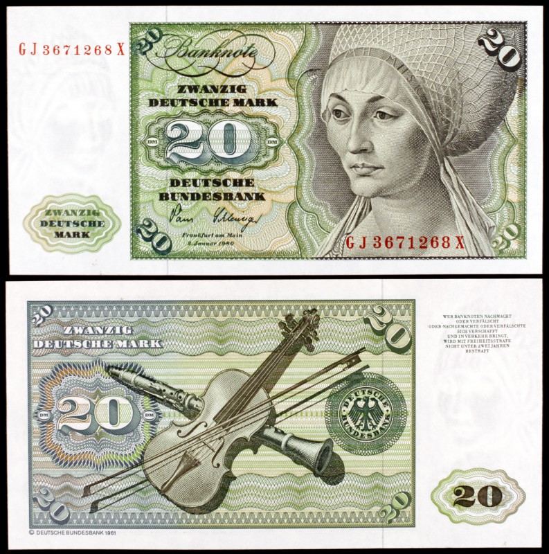 1980. Alemania Occidental. Banco Federal. 20 deutsche mark. (Pick 32d). 2 de ene...