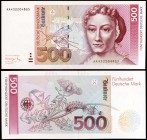 1991. Alemania Occidental. Banco Federal. 500 deutsche mark. (Pick 43a). 1 de agosto. Raro. S/C-.