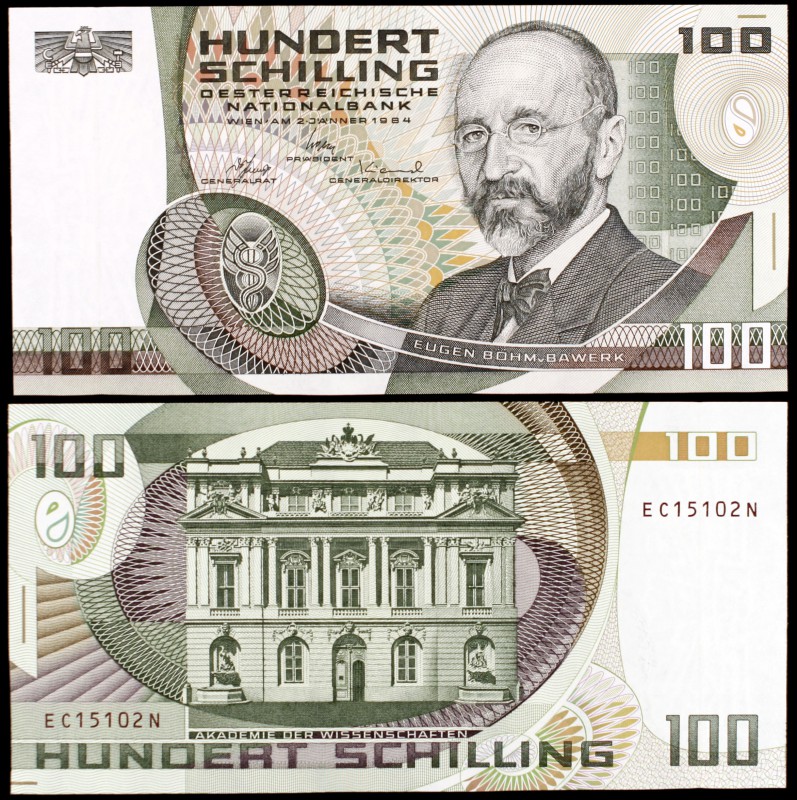 1984. Austria. Banco Nacional. 100 chelines. (Pick 150). 2 de enero, Eugene Böhm...